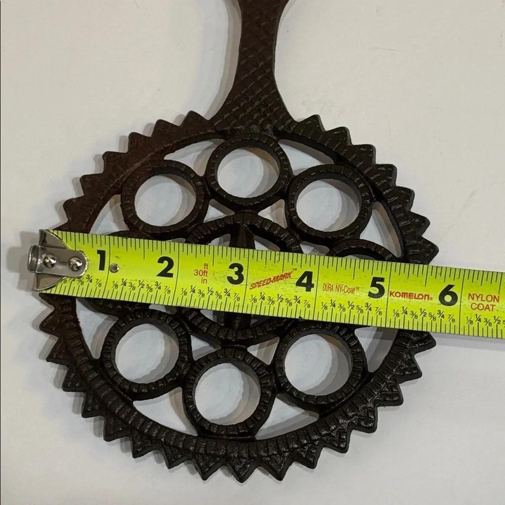 Vtg Black Cast Iron Trivet Star with Handle Footed Western Rustic Farmhouse